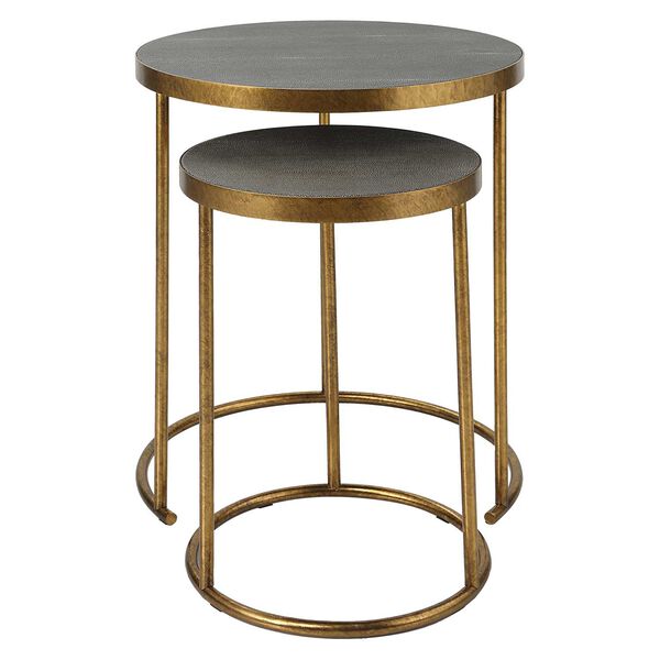 Aragon Burnished Brass and Gray Nesting Tables, Set of 2, image 3