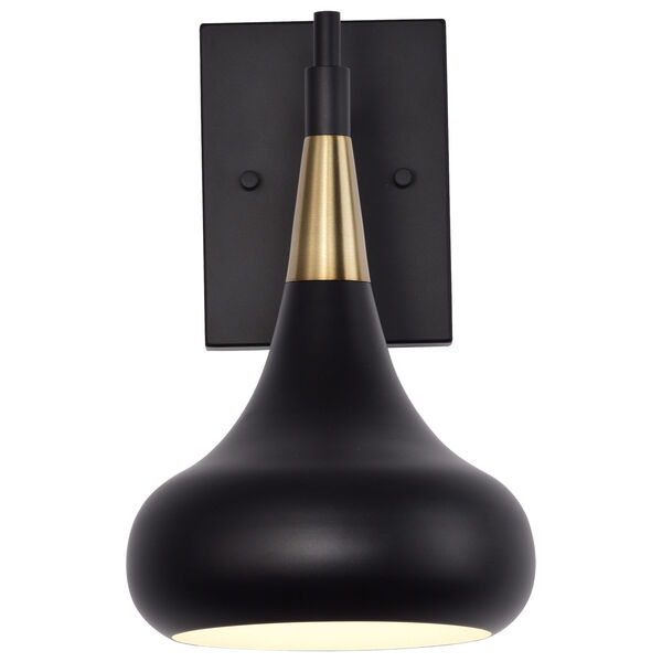 Phoenix Matte Black and Burnished Brass One-Light Wall Sconce, image 3