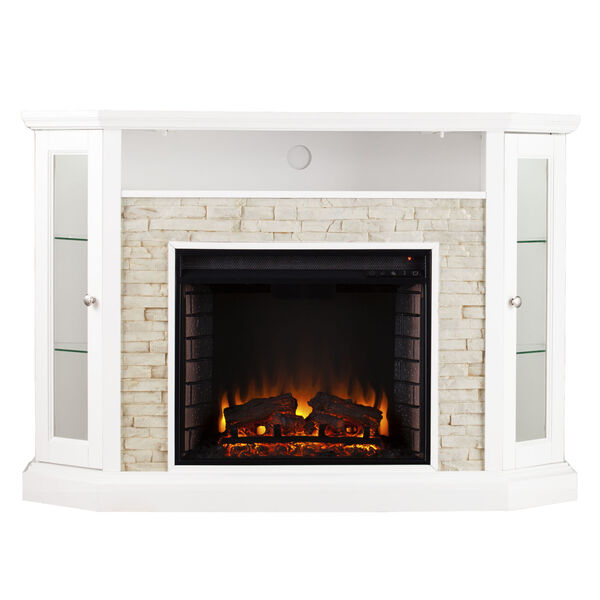 Redden Fresh White Corner Convertible Electric Media Fireplace, image 4