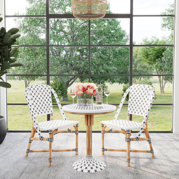 Tenor White and Black Rattan Side Chair, image 8