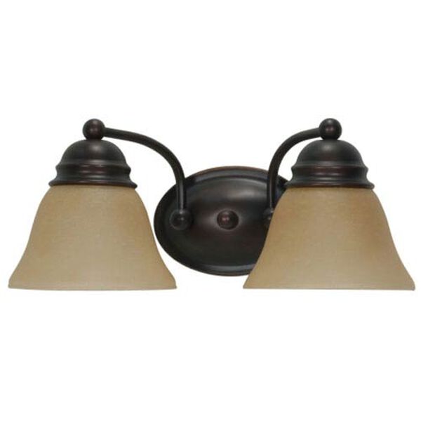 Empire Mahogany Bronze Two-Light Bath Fixture with Champagne Washed Linen Glass, image 1