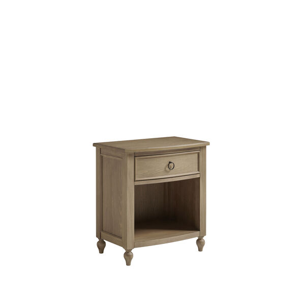 Brown Curved Front One-Drawer Wood Nightstand, image 6