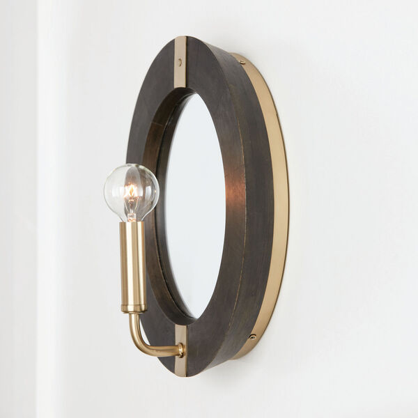 Finn Black Stain and Matte Brass One-Light Sconce, image 2