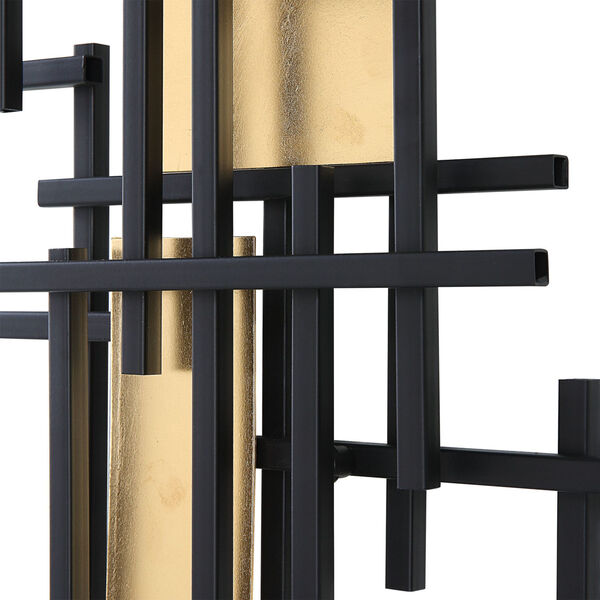 Reflection Matte Black and Gold Metal Grid Wall Decor, Set of 2, image 5