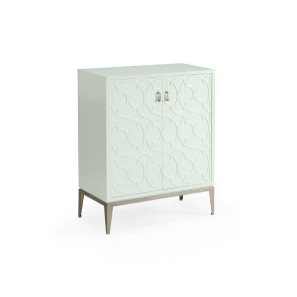 White 27-Inch Quatrefoil Cabinet, image 3