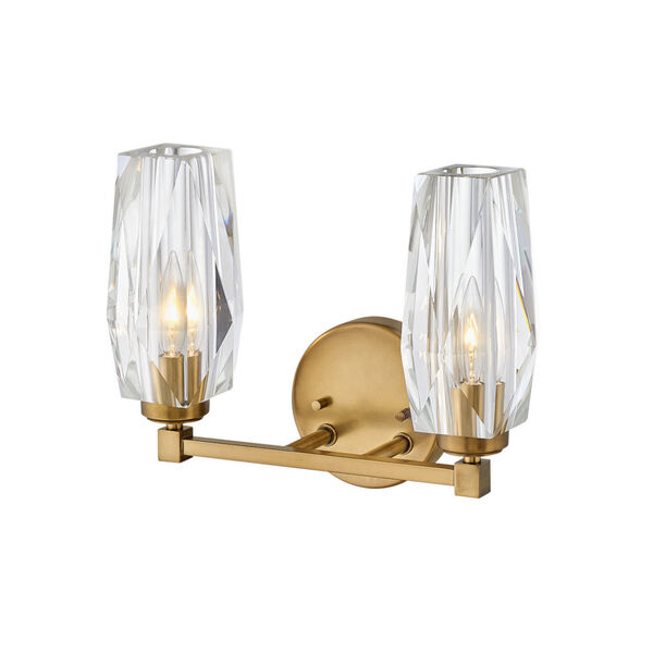 Ana Heritage Brass Two-Light Bath Vanity With Faceted Clear Crystal Glass, image 2