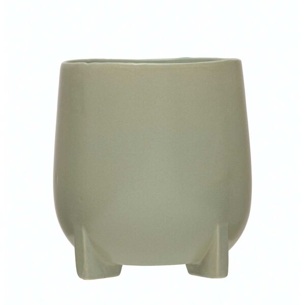 Greige Stoneware Eight-Inch Footed Planter, image 1