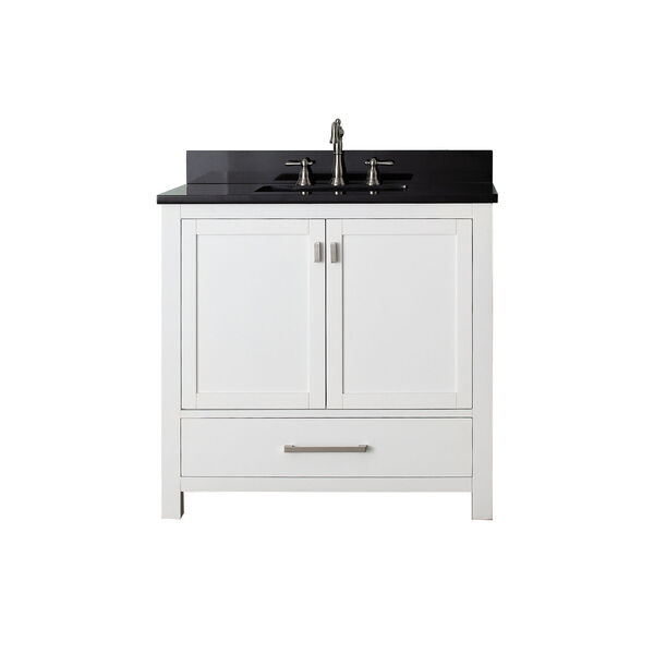 Modero White 36-Inch Sink Vanity with Black Granite Marble Top, image 1