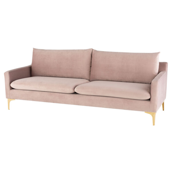 Anders Blush and Brushed Gold Sofa, image 1