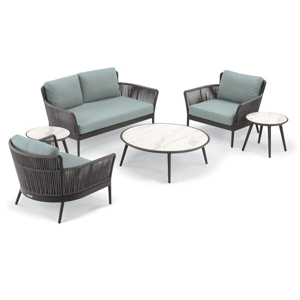 Nette Carbon and Seafoam Loveseat and Table Set, 6-Piece, image 1