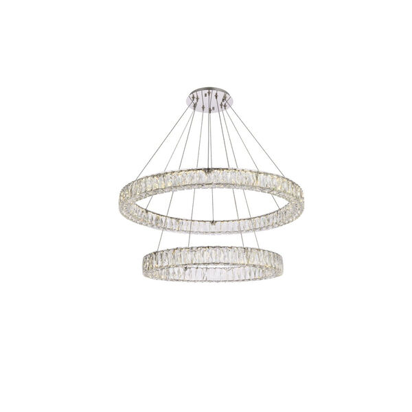 Monroe Chrome 36-Inch Integrated LED Double Ring Chandelier, image 1