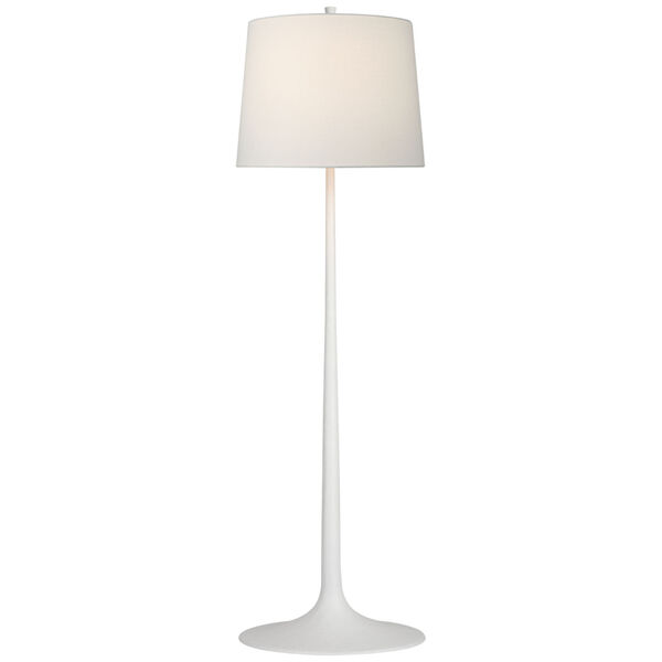 Oscar Large Sculpted Floor Lamp in Plaster White with Linen Shade by Barbara Barry, image 1