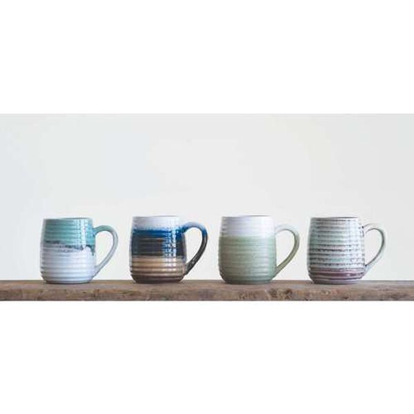 Multicolor Ribbed Sides Stoneware Coffee Mug, Set of 4, image 6