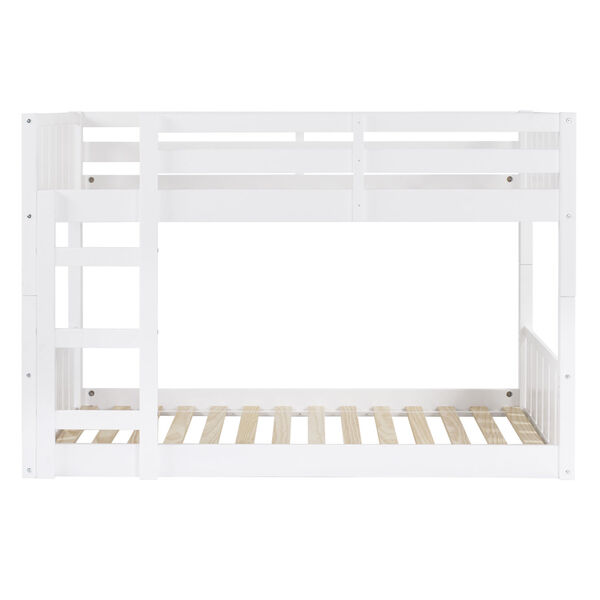 Solid Wood Slat White Twin Bunk Bed, image 2