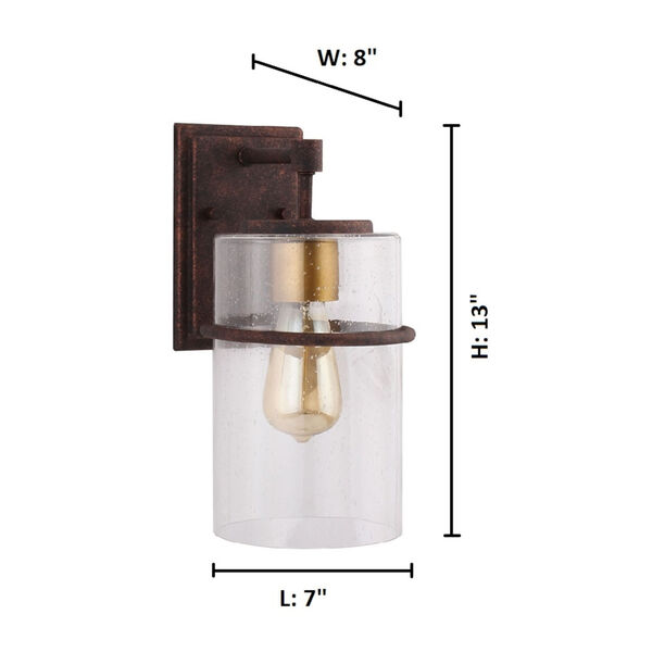Brandel Rust Eight-Inch One-Light Outdoor Wall Sconce, image 3