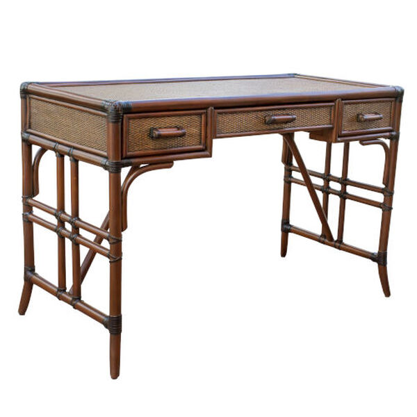 Palm Cove Brown Desk with Glass, image 1