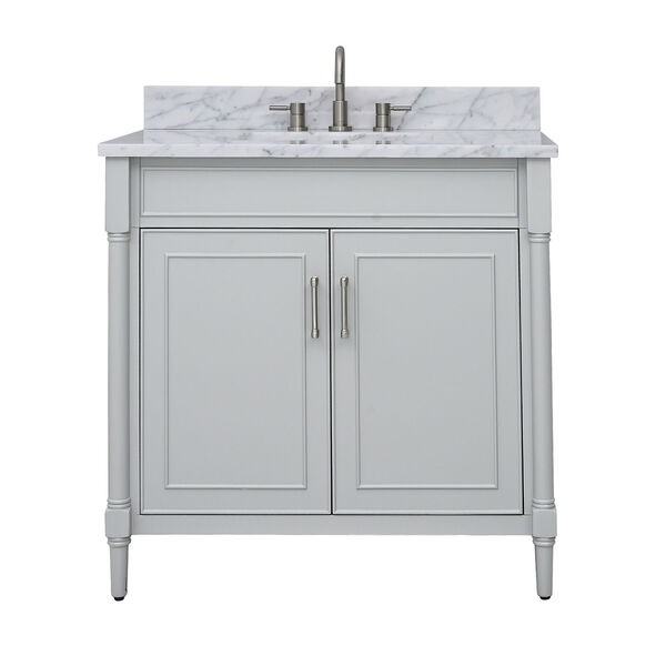 Bristol Light Gray 37-Inch Vanity Set with Carrara White Marble Top, image 1