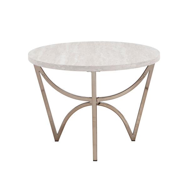 Astrid Champagne Gold and White Coffee Table with Faux Marble Top, image 3