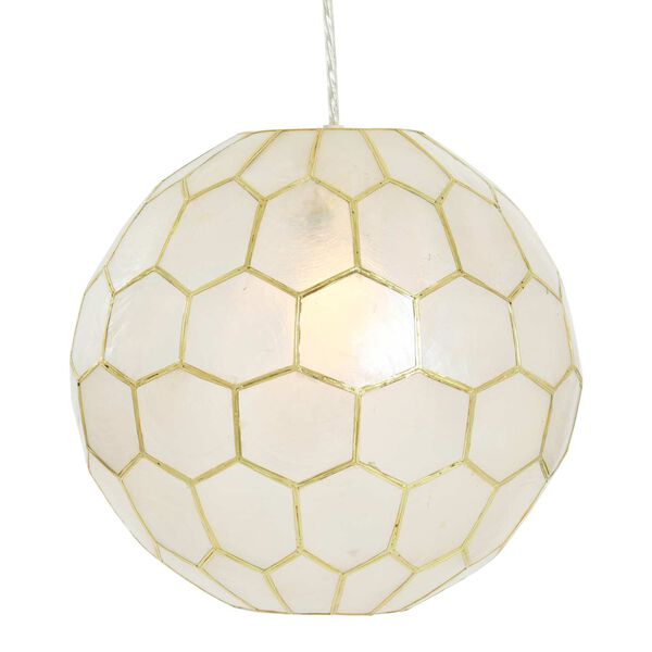 White and Antique Gold One-Light Pendant, image 1