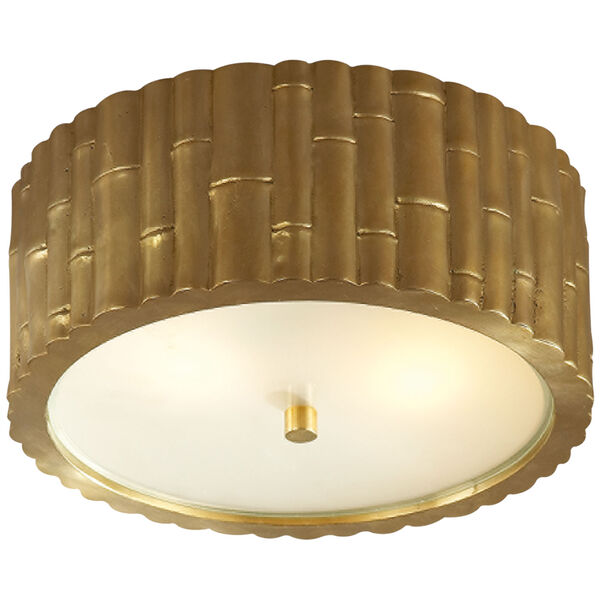 Frank Small Flush Mount in Natural Brass with Frosted Glass by Alexa Hampton, image 1