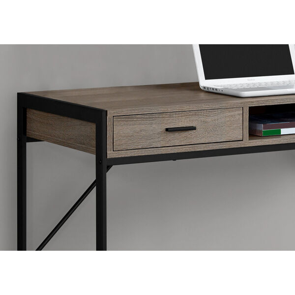 Dark Taupe and Black 22-Inch Computer Desk with Storage Drawers, image 3