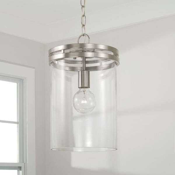 Fuller Brushed Nickel One-Light Pendant with Clear Glass, image 3