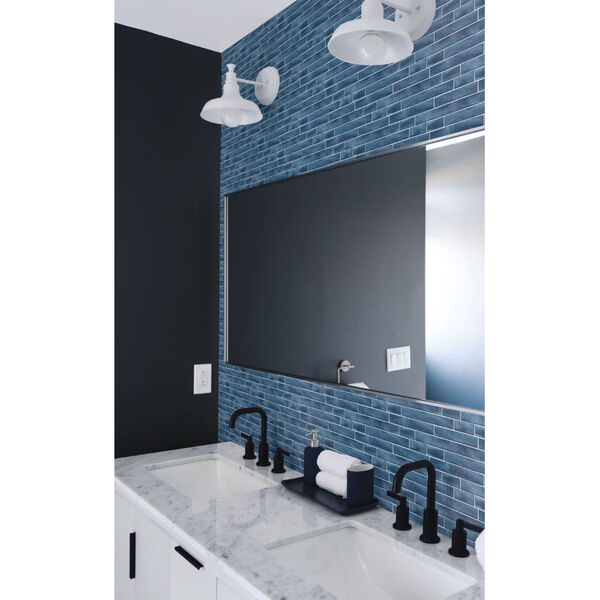 NextWall Blue Brushed Metal Tile Peel and Stick Wallpaper, image 1