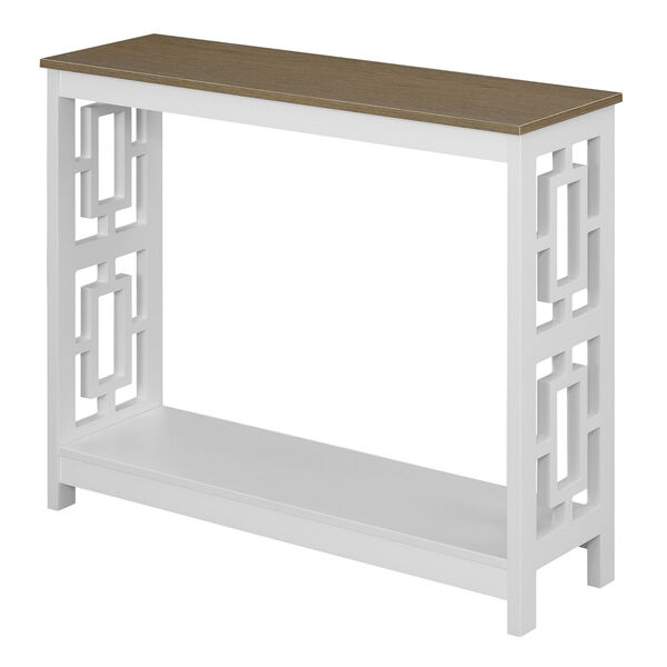 Town Square Driftwood and White Console Table with Shelf, image 3