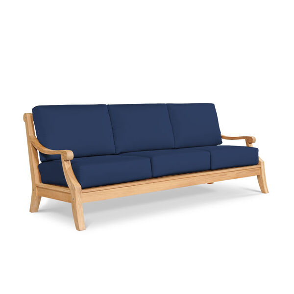Sonoma Natural Teak Deep Seating Outdoor Sofa with Sunbrella Navy Blue Cushion, image 1