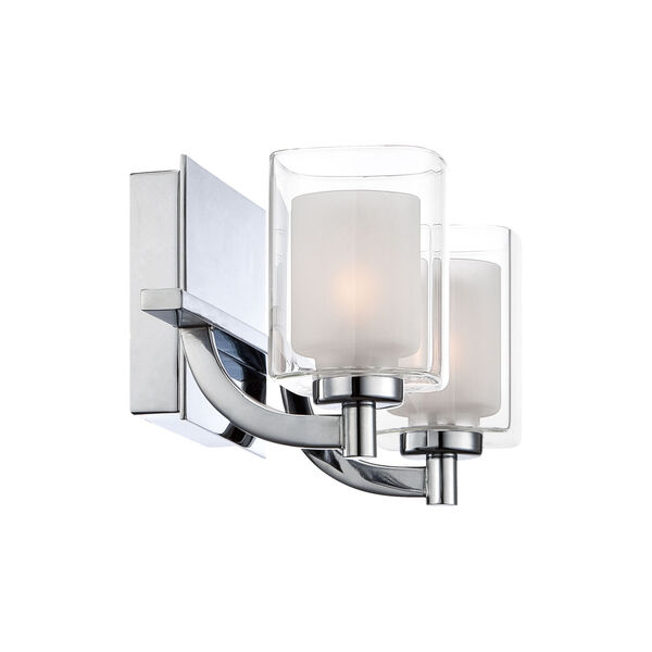 Kolt Polished Chrome Two-Light LED Vanity with Outer Clear Glass, image 4