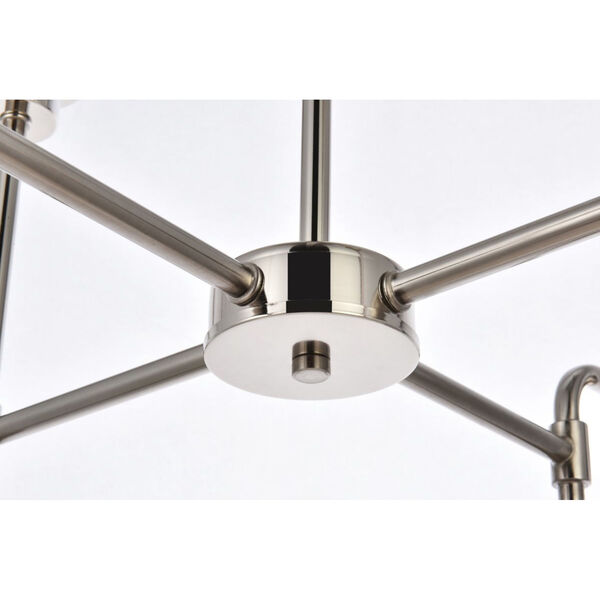 Hanson Polished Nickel and Frosted Shade Eight-Light Pendant, image 4