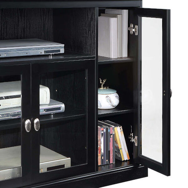 Summit Black TV Stand with Storage Cabinets and Shelves, image 4
