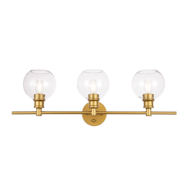 Collier Brass Three-Light Bath Vanity with Clear Glass, image 1