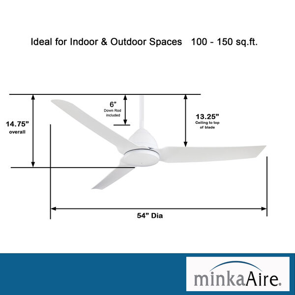 Java Flat White 54 Inch Blade Span Ceiling Fan, image 6