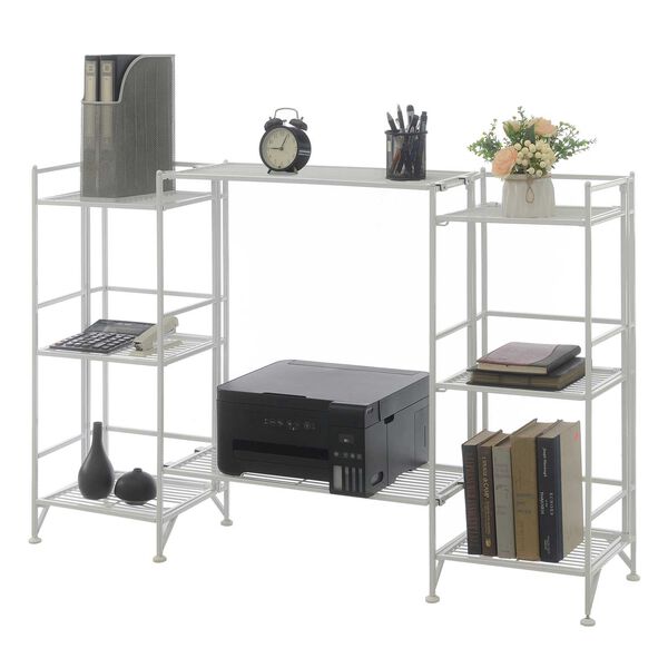 Xtra Storage White Three-Tier Folding Metal Shelves with Set of Two Extension Shelves, image 3