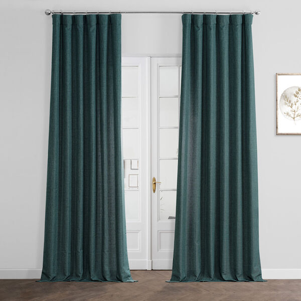 Empire Green Italian Faux Linen Single Panel Curtain, image 1