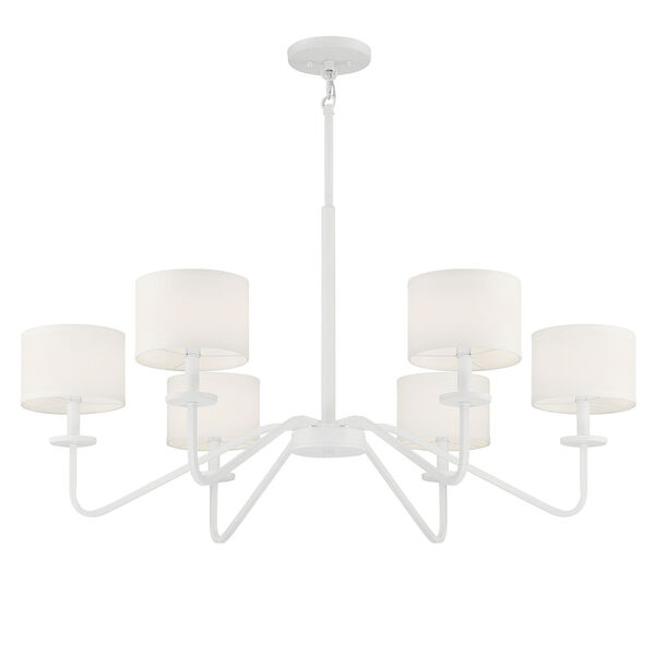 Bisque White Six-Light Shaded Chandelier, image 4