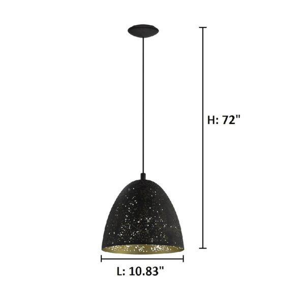Safi Black One-Light Pendant with Black Exterior and Gold Interior Metal Shade, image 2