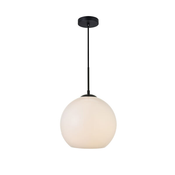 Baxter Black and Frosted White 11-Inch One-Light Pendant, image 1