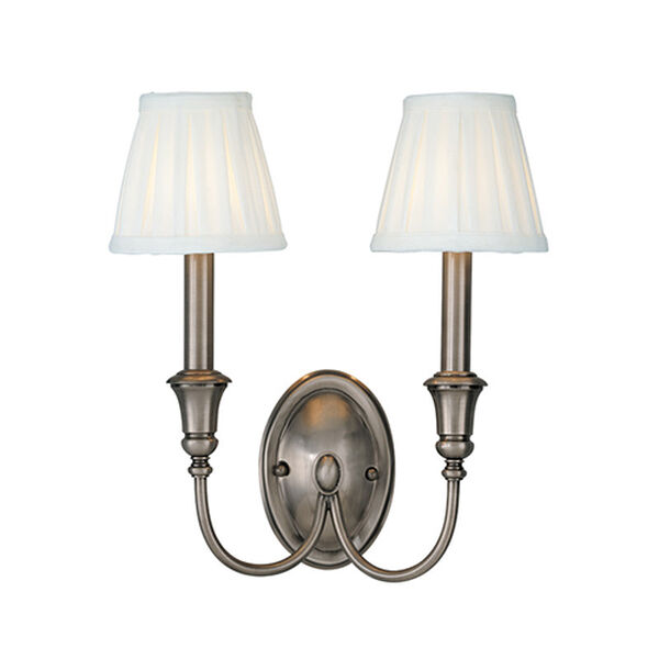 Jaden Two-Light Antique Nickel Shaded Sconce, image 1
