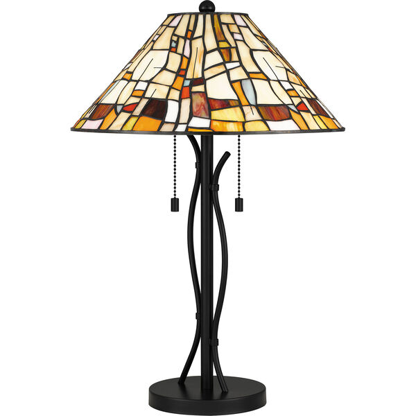 Stinson Matte Black Two-Light Tiffany Table Lamp, image 5