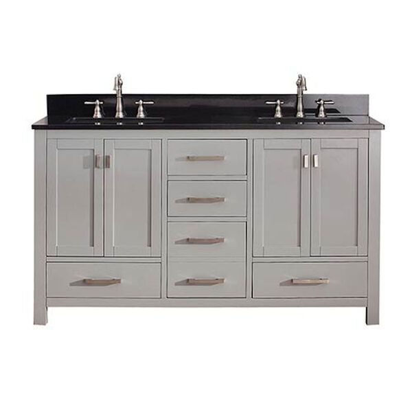 Modero Chilled Gray 60-Inch Double Vanity Combo with Black Granite Top, image 1