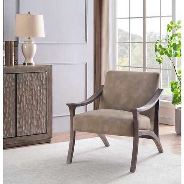 Taylor Tan Upholstered Armchair with Wood Frame, image 5