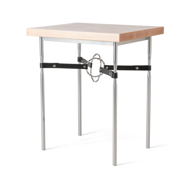 Equus Silver and Black Side Table with Natural Maple Wood Top, image 1