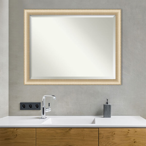Elegant Brushed Honey 45W X 35H-Inch Bathroom Vanity Wall Mirror, image 3