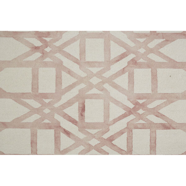 Lorrain Geometric Patterned Wool Pink Ivory Area Rug, image 4