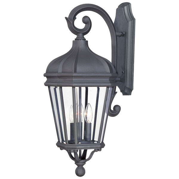 Harrison Black Three-Light Outdoor Wall Mount with Clear Beveled Glass, image 1