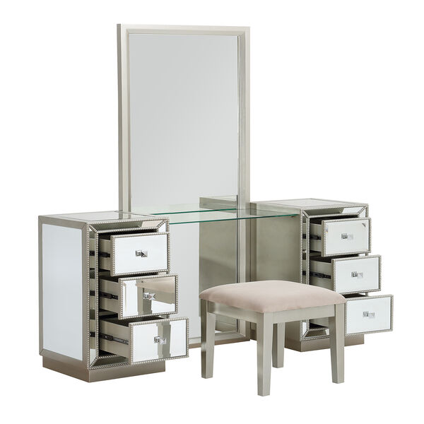 Six Drawer Console with Mirror and Stool, image 2
