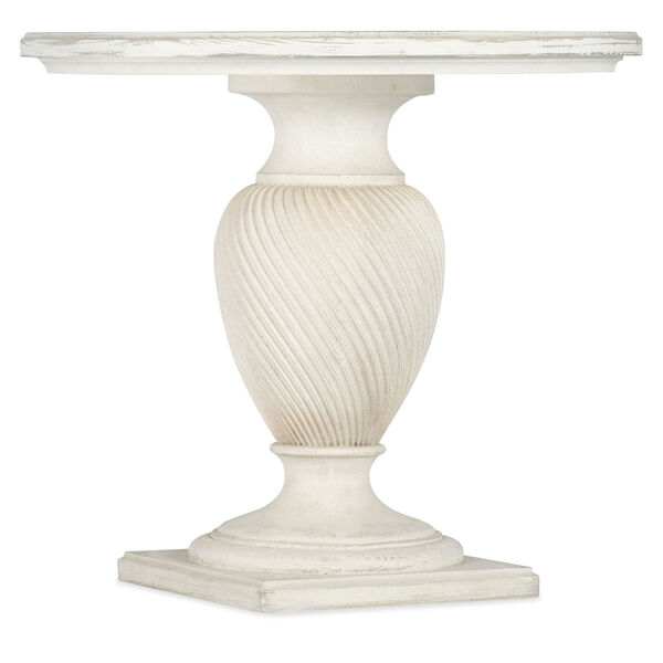 Traditions Soft White Round End Table, image 1