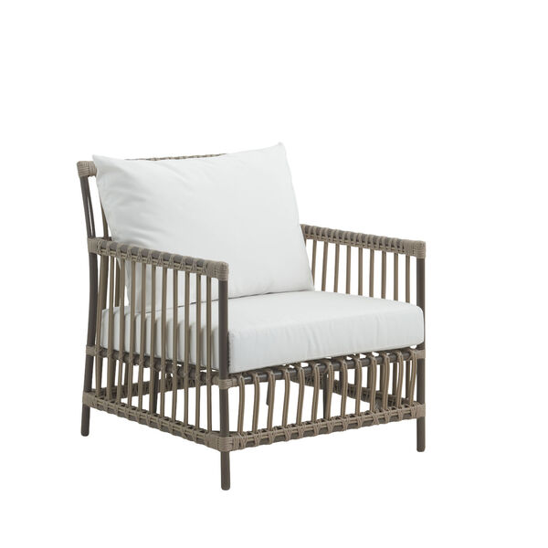 Caroline Moccachino Outdoor Lounge Chair with Tempotest White Canvas Cushions, image 1